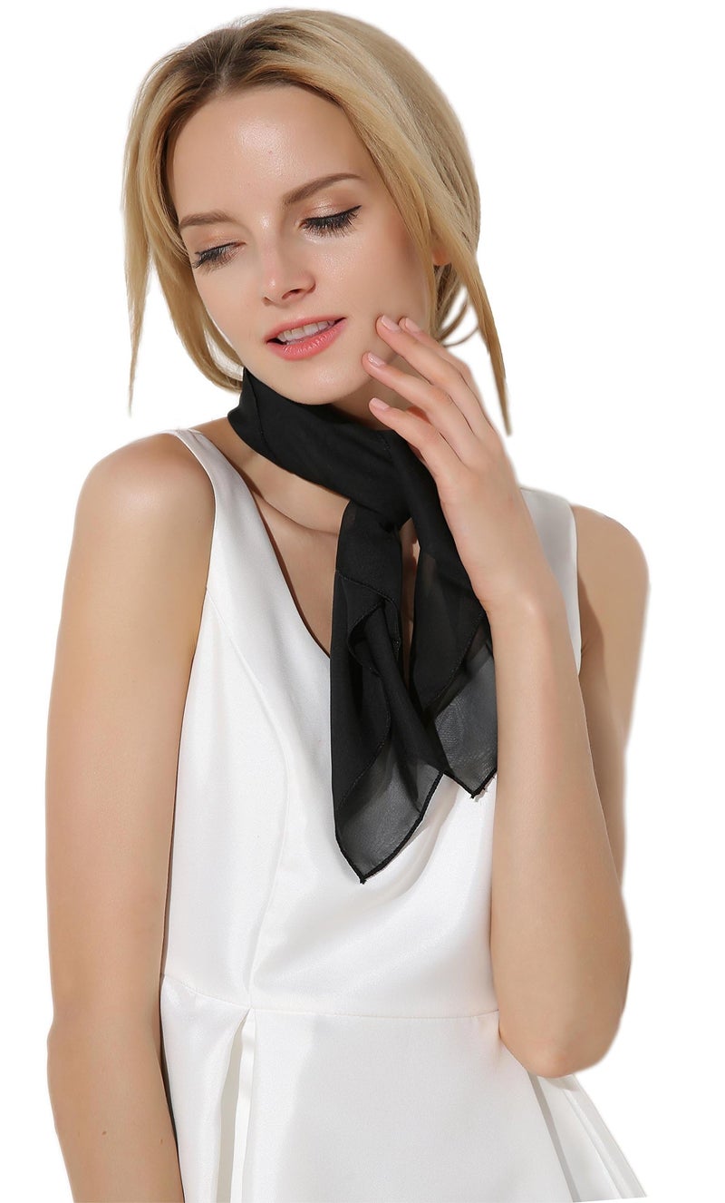 Fairycece 50s Scarf Neck Scarf Black Women Chiffon Pink Lady Grease Costumes - Image 3